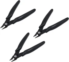 3pcs Mini Flush Wire Cutters Set, Small Micro Diagonal Cutting Pliers Black 