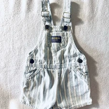 Vintage Osh Kosh B'Gosh 24 Month Overalls Shorts Vestbak Bib Denim Railroad