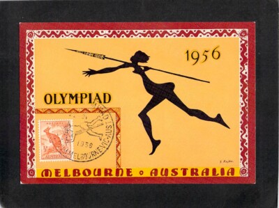 A9875 Australia V 1956 Melbourne Olympics High Jump pmk postcard