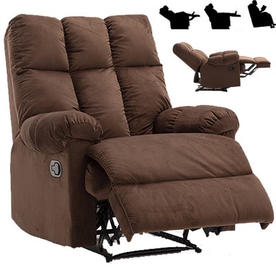 Brown Recliner Chair Sofa Game Reclining Velvet Arm Chair ...