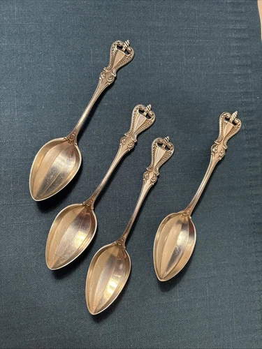Old Colonial Towle Sterling Teaspoons (4)  5-1/2” L Pat’d 1895 Fluted Bowls EUC