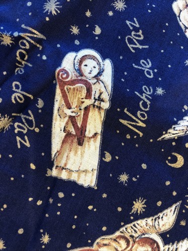 Fabric Vintage Christmas Angels w/ Harp “Noche De Paz” (Night of Piece) 36”x42” - Picture 3 of 3
