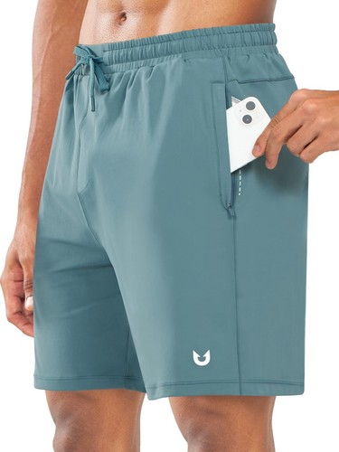 Men's Athletic Running Shorts 7" Quick Dry Zip Pockets for Gym Hiking Tennis
