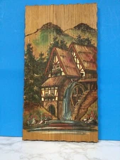 VTG WOOD BURNING PYROGRAPHY ART WALL HANGING GERMANY COUNTRY DECOR Hand painted