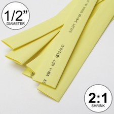 1/2" ID Yellow Heat Shrink Tube 2:1 ratio 0.5" 5x24" 10 ft inch/feet/to 13mm