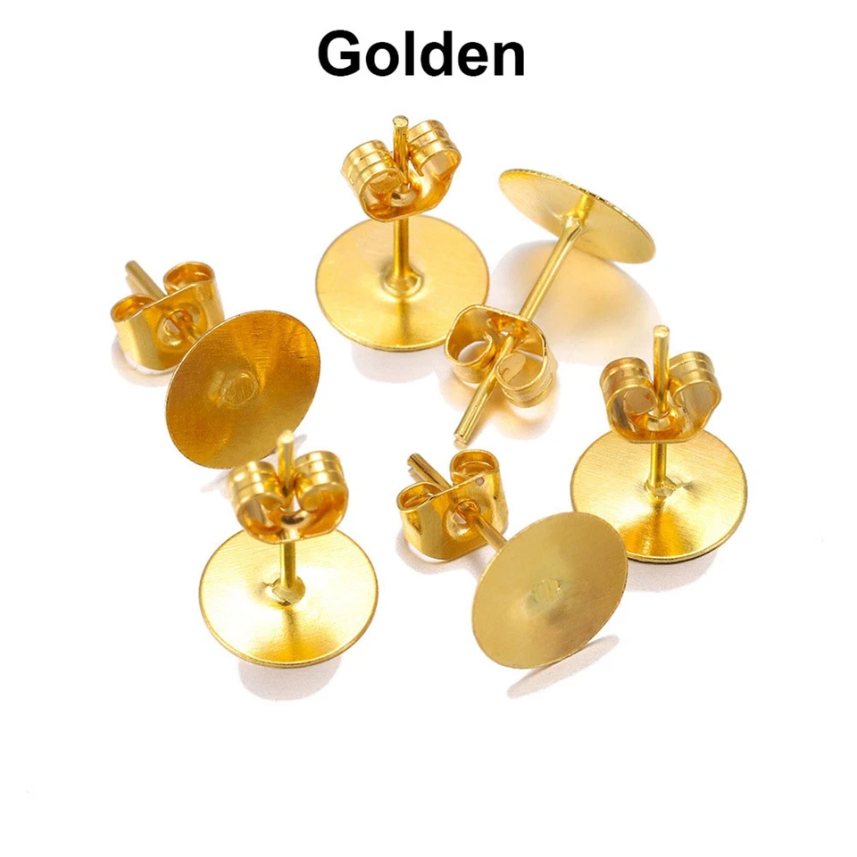 500 piezas Almohadilla en blanco con respaldo plano 4 mm-10 mm Pendiente Perno Poste para la oreja con hallazgos de tapón Foto 2 de 4