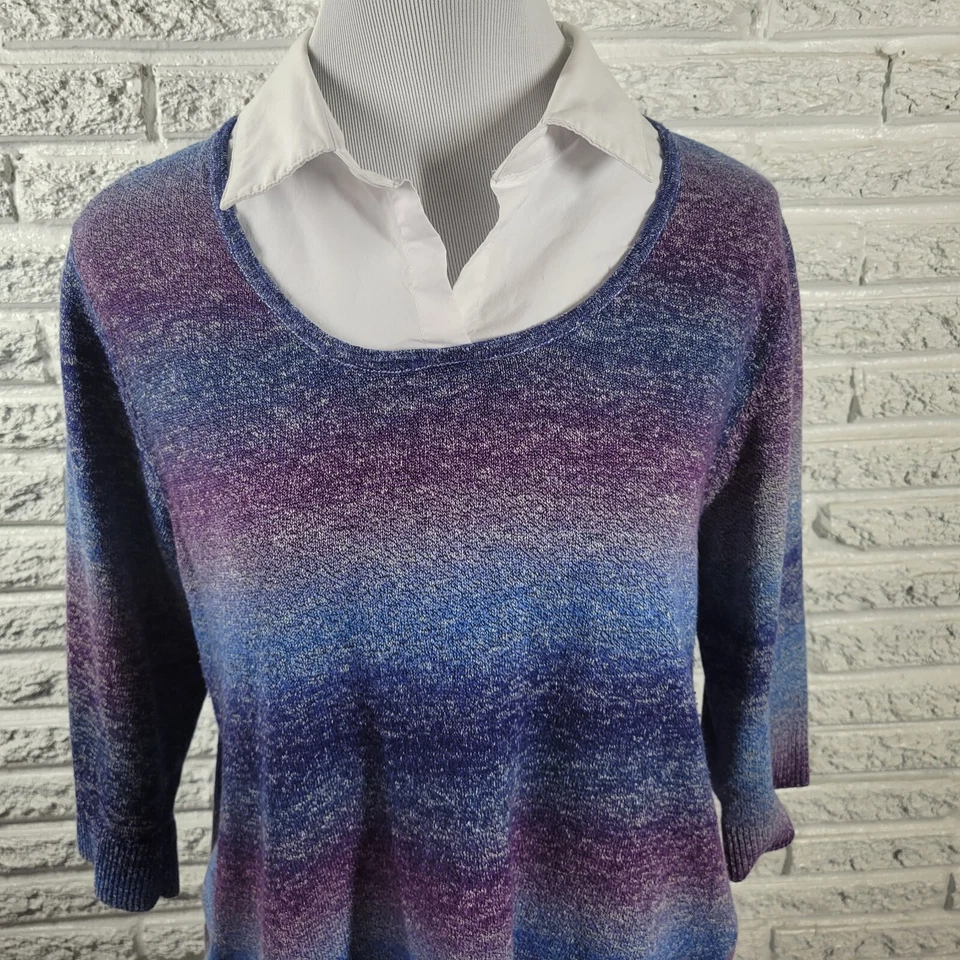 Suéter Kim Rogers Mujer Extra Grande Azul Púrpura Cuello Suave Cómodo Informal Foto 3 de 4