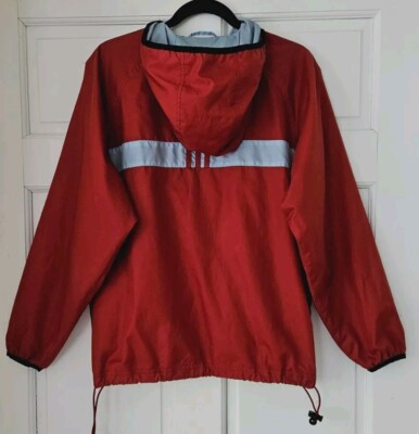 Vtg Adidas Y2K Red Pullover Hooded Windbreaker Jacket Mens