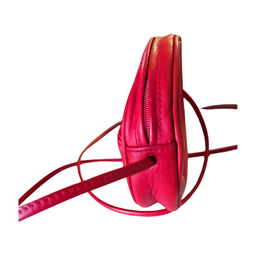 Ann Klein II COWHIDE Leather CROSSBODY BAG (Red) SMALL Round VINTAGE (1980s) - Picture 4 of 9