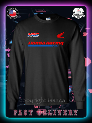 #ad New HRC Honda Racing Logo Men#x27;s Long Sleeve T Shirt American issaca Tees $23.74