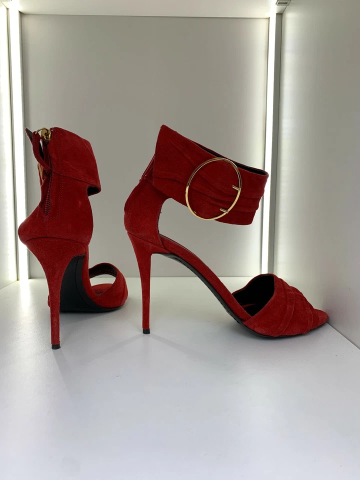 11 cm 37 Zanotti red suede extrem pumps sandals high heels - Photo 3/4