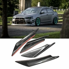 4PCS Carbon Fiber Car Front Bumper Lip Splitter Fins Body Spoiler Canards Refit