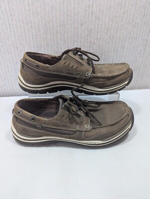 Skechers Men's Memory Relaxed Fit Brown Leather Casual Loafers 64114 Size 