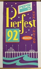 Vintage 1992 Pepsi Pierfest Huntington Beach California Event Poster 15” x 30”
