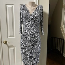 Ralph Lauren Black/White ruched print Dress, 8