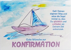 Kunstler Grusskarte Gute Wunsche Konfirmation Segelboot Gluckwunschkarte Rsc Ebay