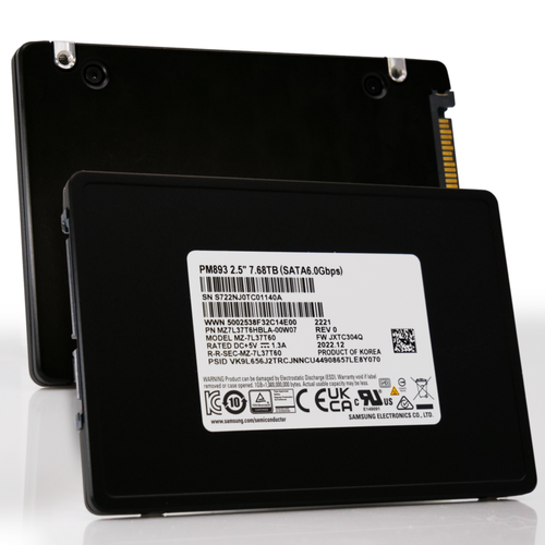 Samsung PM893 MZ7L37T6HBLA- 00A07 7.68TB SATA SSD 6Gb/s 2.5in Enterprise SSD