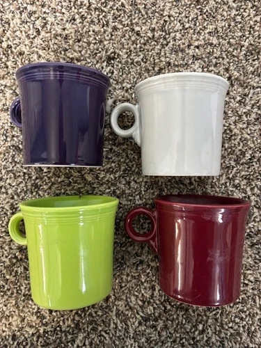 4 Fiesta Ware Coffee Cups O Ring Handle Homer Laughlin HLC Mugs USA  8oz