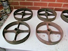4x 91/2" rusty iron wheels for stationary engine trolley shepherds hut, chicken 