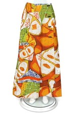 Vintage Barkcloth Hawaiian Mixed Print Tiki Tribal Wrap Maxi Skirt sz S /164