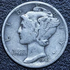 1943-S Mercury Silver Dime CIRCULATED GOOD / VG FREE SHIPPING