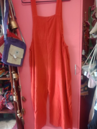 Mono Naranja Suelto Algodón Pesado Boho Hippy Festival Embarazo - Imagen 4 de 5