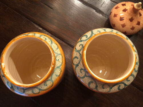 Neiman Marcus Vtg Unique Set Of 2 Large Medici Canisters Jars Made In Italy - Picture 4 of 6