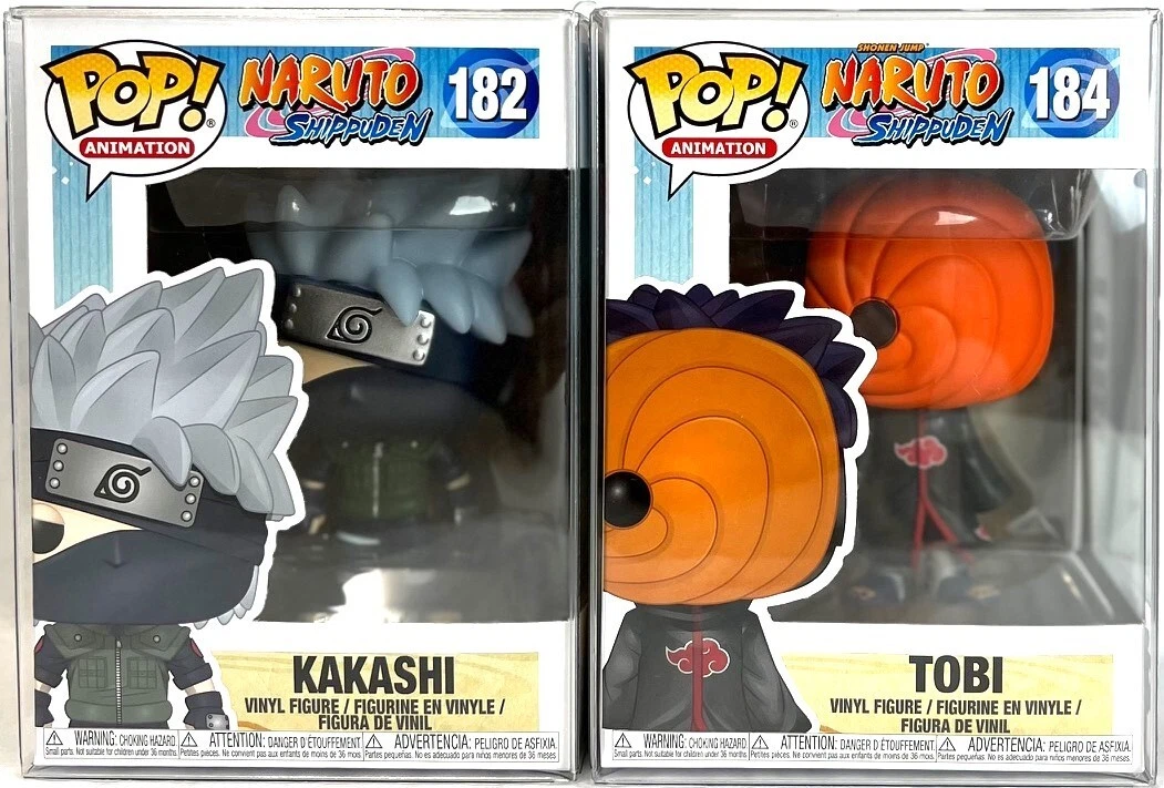 Funko Pop! Naruto Shippuden Kakashi #182 & Tobi #184 Set of 2 with  Protectors