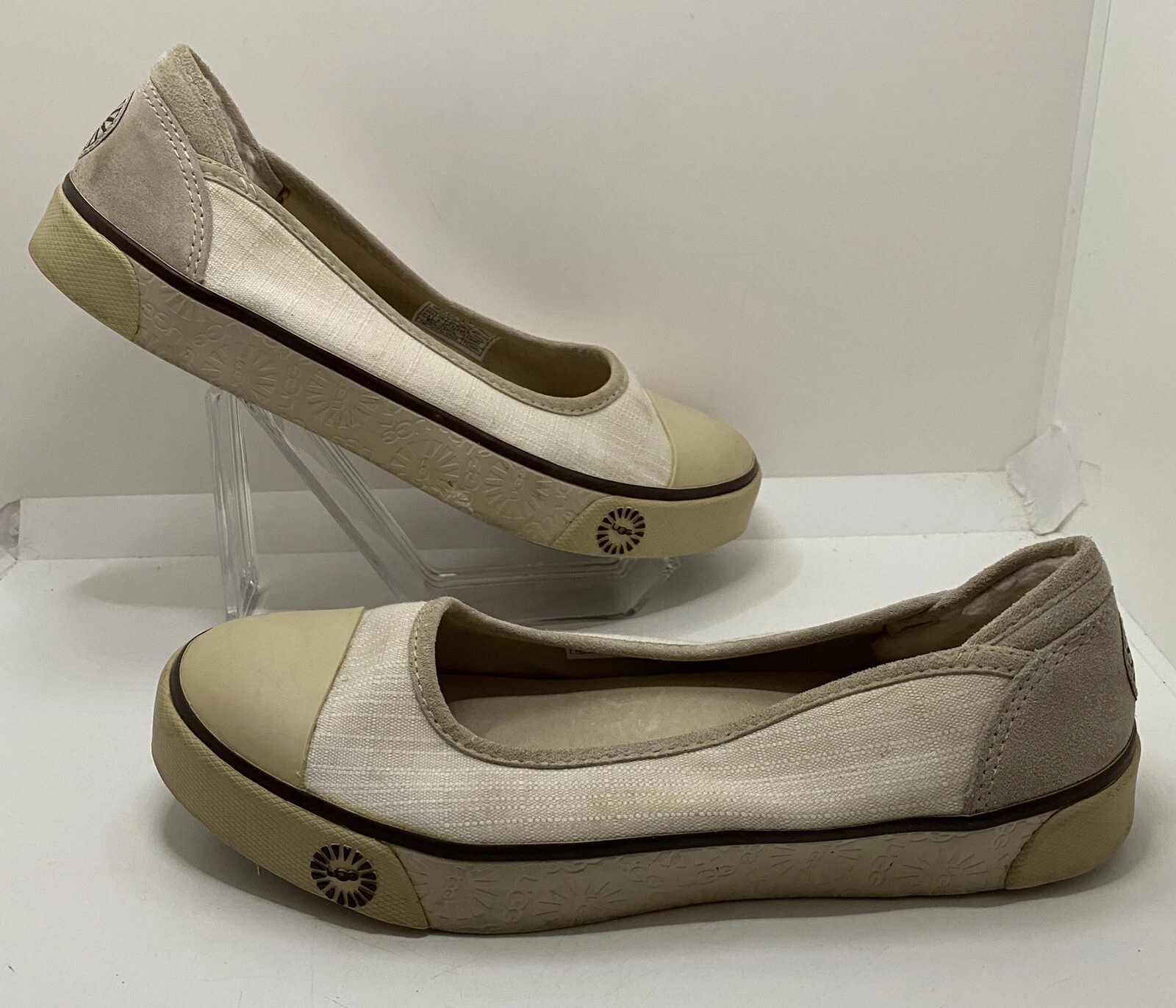 UGG Neema Beige Tela 1864 Slip On Flats Slip On Flats Moda Casual Donna Taglia 6 5
