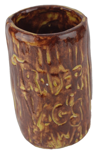 Tazza Tiki Vintage Trader Vic's Hawaii Polinesiana Marrone Giallo Smalto SPEDIZIONE GRATUITA - Foto 4 di 13