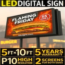P10 Outdoor LED Billboard Sign 5x10 FT Double-Sided Full-Color Digital Display
