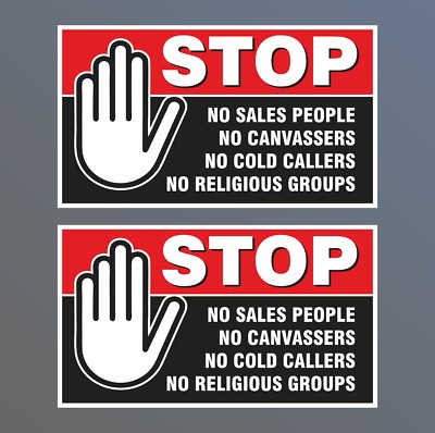 2x No Cold Callers Front Door/ Window Sticker Sign Decal PRIVACY Stop ...