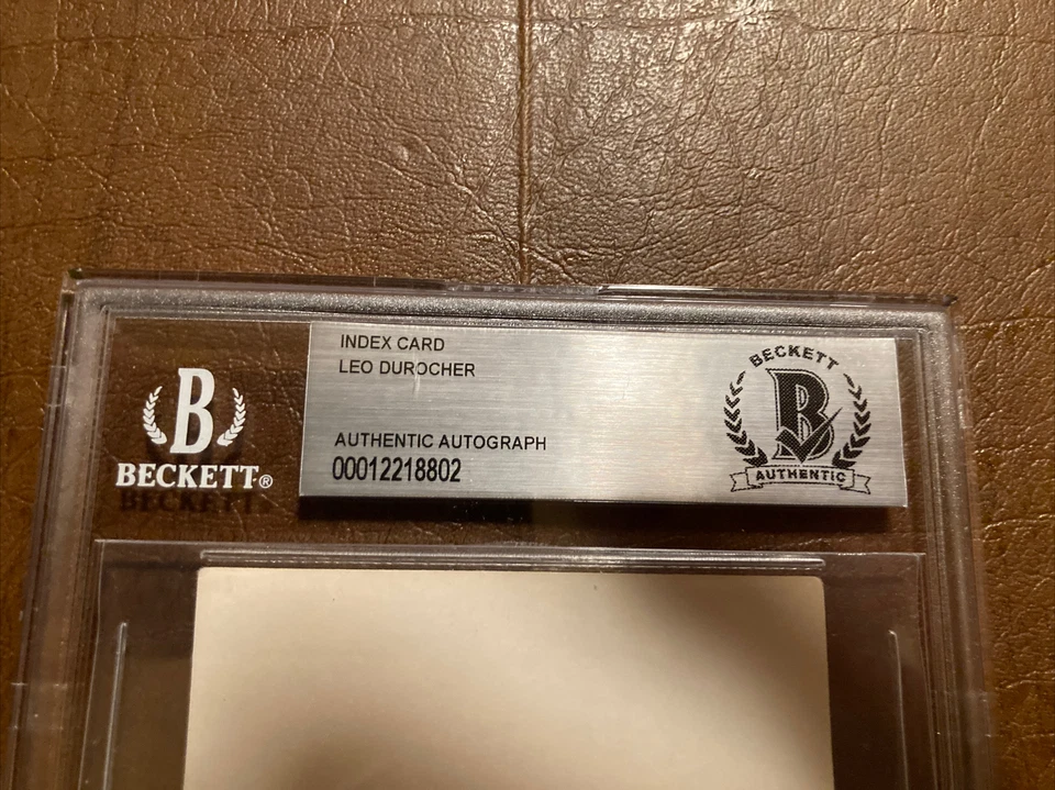 LEO DUROCHER Signed Index Card - Beckett Authenticated #00012218802 - Image 2 of 3