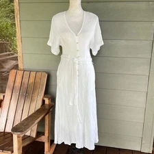 Grade & Gather White Short Sleeve Midi Dress