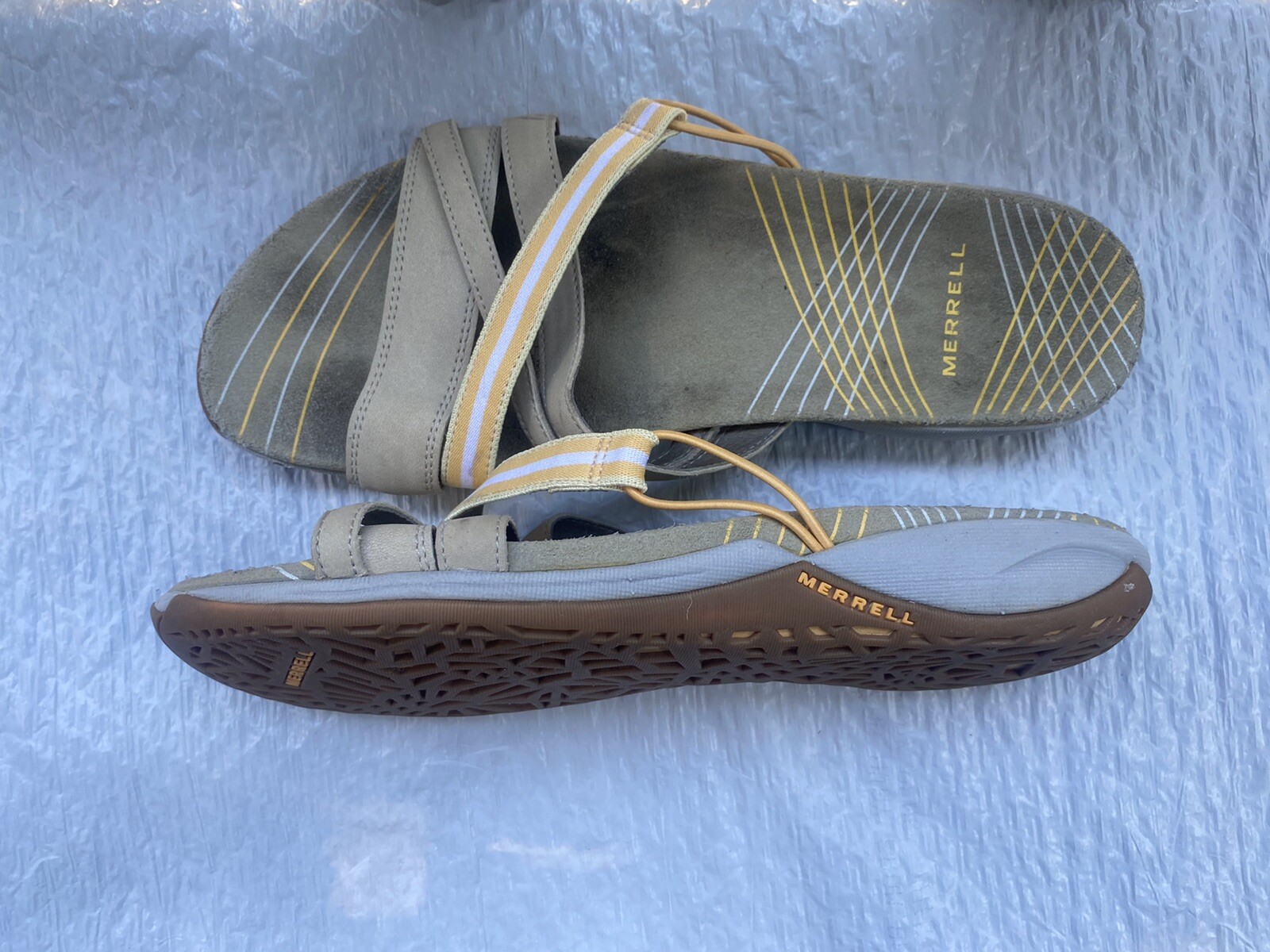 Merrell sandali donna grigi slip on punta aperta taglia 10