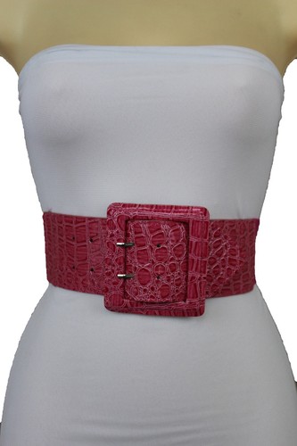 Caliente Mujer Rosa Piel Sintética Ancho Pretina Elástica Moda Cinturón Cadera - Imagen 3 de 12