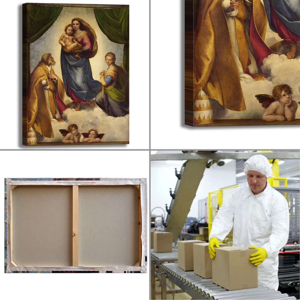 Raffaello la Madonna Sistina quadro stampa tela dipinto telaio arredo casa - Immagine 3 di 3