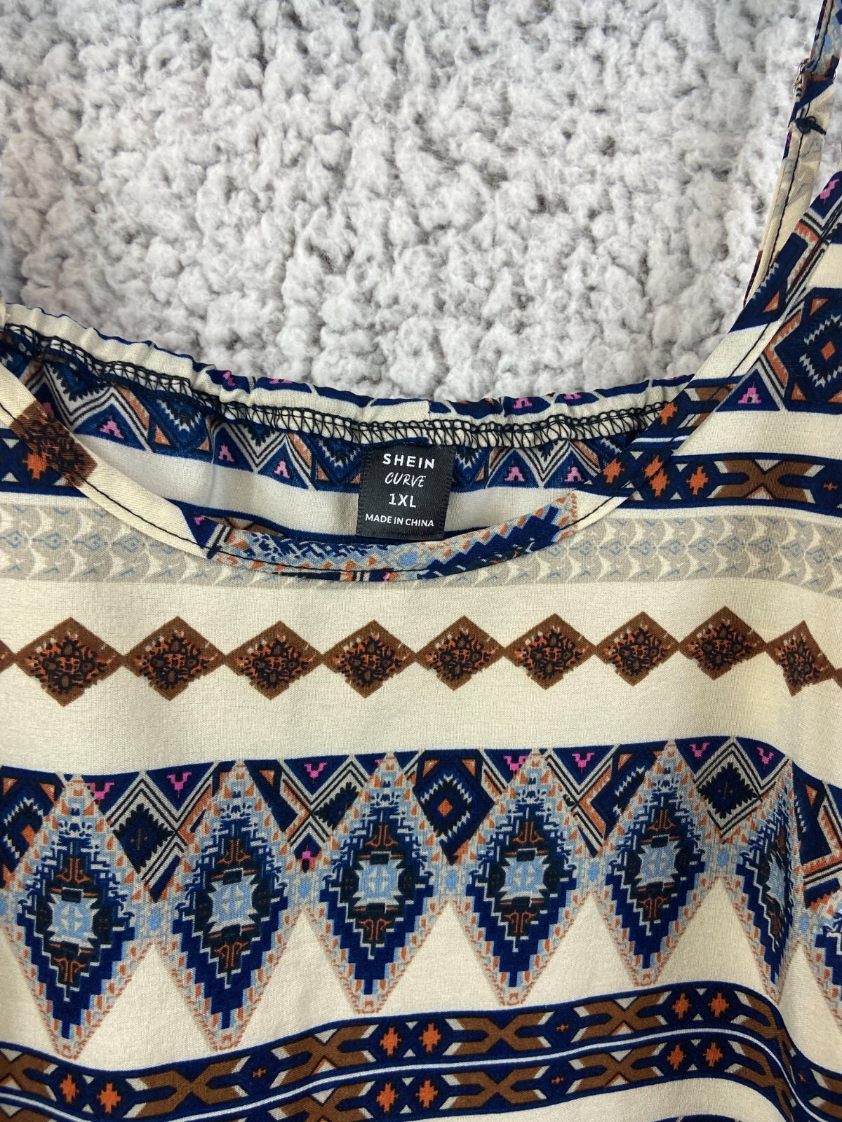 Chevron pattern multicolor spaghetti straps blous… - image 2