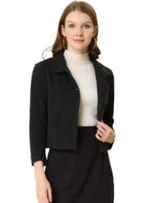Allegra K Womens Elegant Single Breasted Point Collar Short Jacket Black Size S