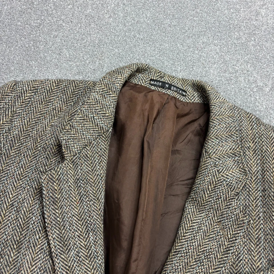 Harris Tweed Jacket Adult 40R Grey Country Hunting Outdoors Weave Blazer Men* - Image 3 of 4