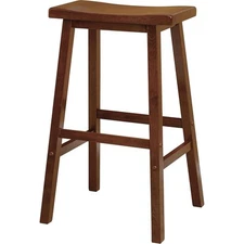 Winsome Satori Saddle Seat Bar Stool, Natural Brown 29" Dark Wood