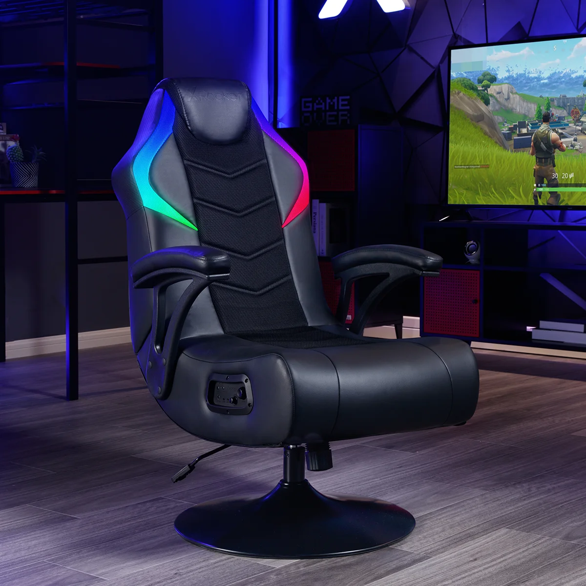 X Rocker Gaming Chair Faux Leather Racing Bluetooth RGB