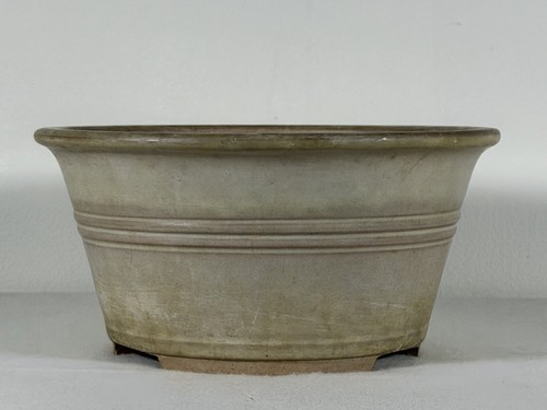 Preowned Japanese Tokoname Glazed Round Bonsai Pot Yamaaki - 8” x 4”
