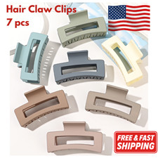 7PCS Matte Square Hair Claw Clips Large Non-Slip Rectangle Barrette for Women3.4