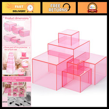 6 Pack Acrylic Display Risers - Cube Stands for Jewelry, Candy, Decor - 3 to 8 I