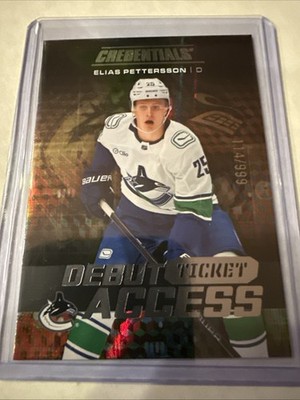 2025-26 UD Credentials Rookie Debut Ticket Access Elias Pettersson /999 #106