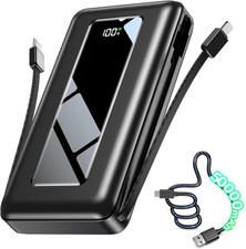 50000Mah Portable Charger Power Bank, Fast Charging with Built in Cables