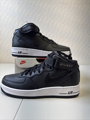 Nike Air Force 1 Mid Stussy Black White Sneaker DJ7840-001 Men s 9.5