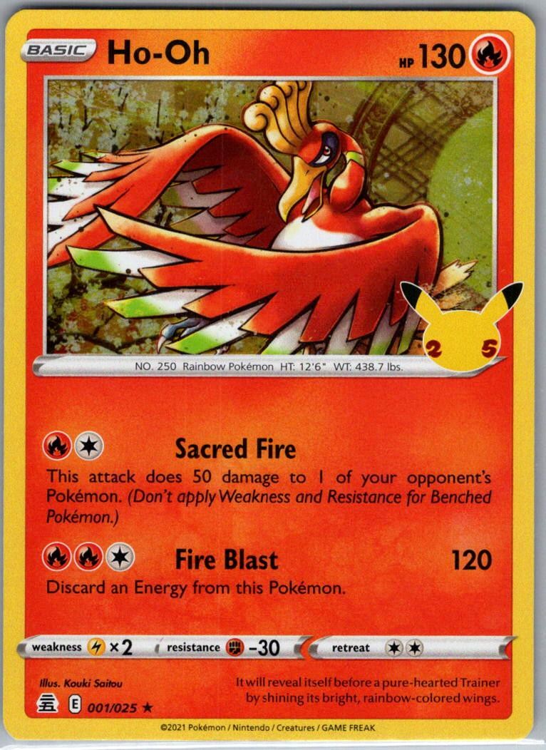 Ho-Oh 001/025 Rare Celebrations Pokemon Holo Lightly Played