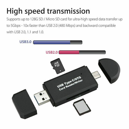 SD Card Reader For Android Phone Tablet PC Micro USB OTG to USB 2.0 Adapter - Afbeelding 7 van 11